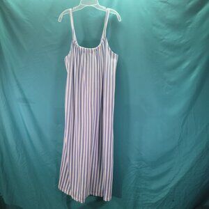 H&M Blue & White Striped Sleeveless Maxi Dress Cotton